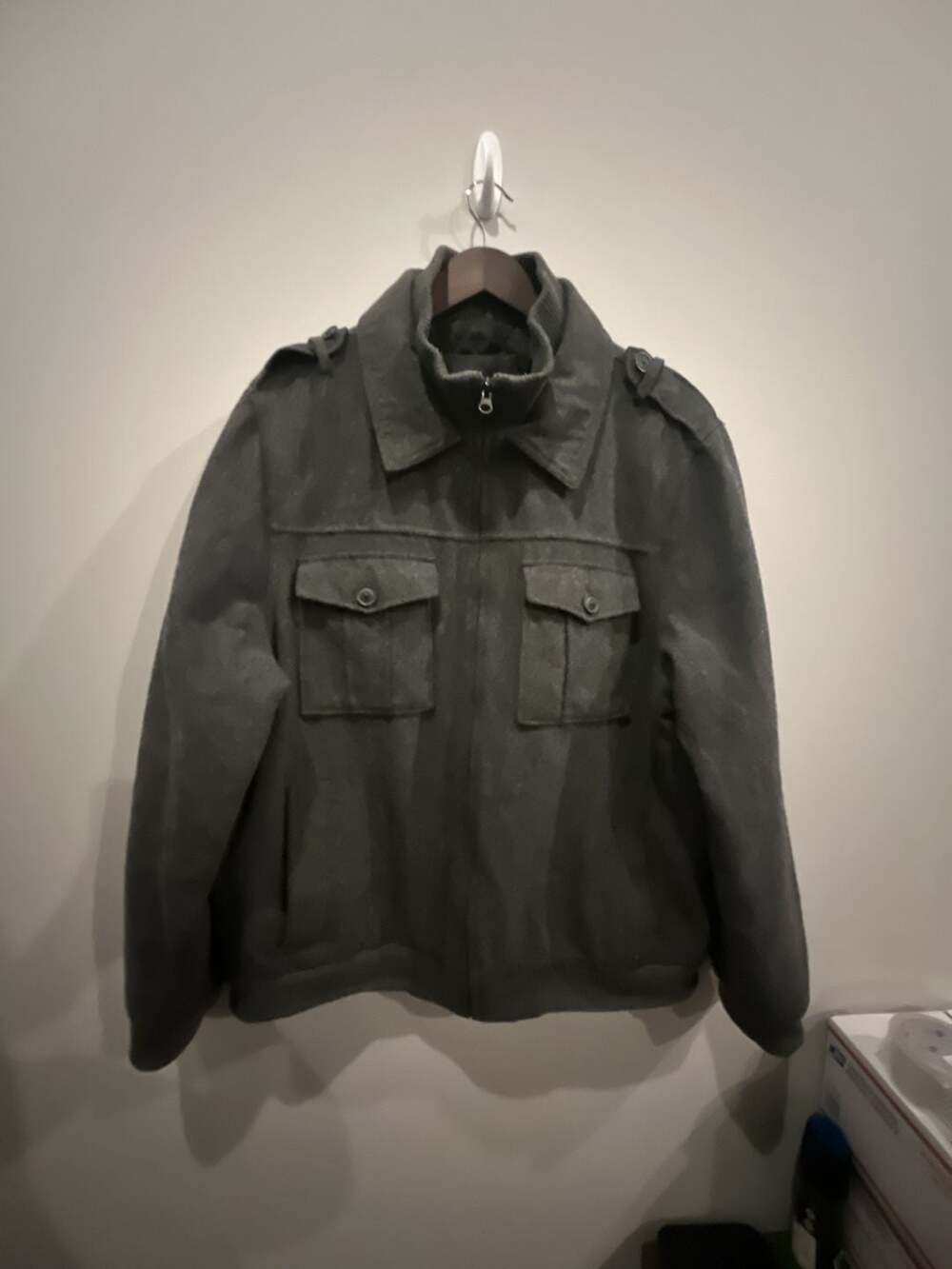 JF J.Ferrar Men's Gray Utility Bomber Jacket